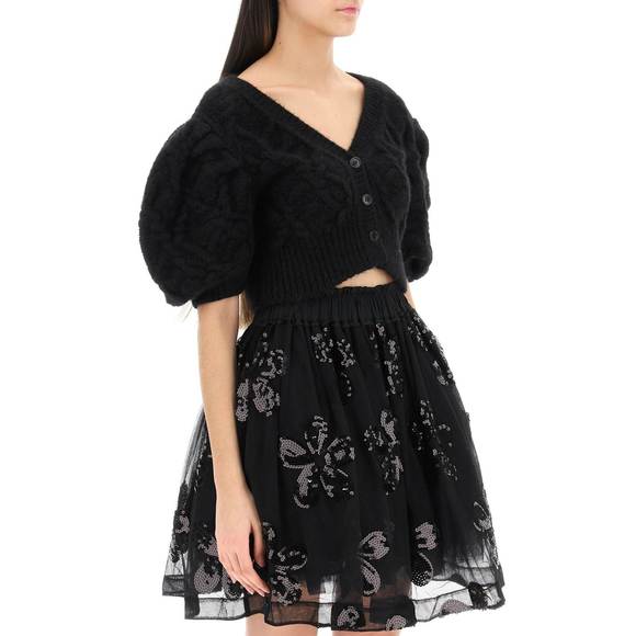 Simone rocha wool and alpaca short sleeve cropped cardigan - Picture 2 of 4